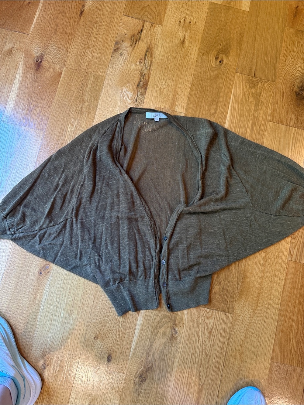 LOFT Olive Brown Dolman Sleeve Button Cardigan medium
